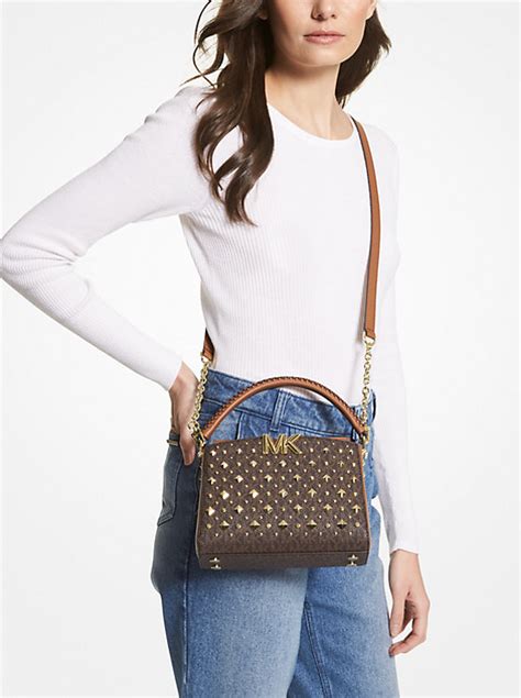 michael kors braided grommet small bag logo print|Karlie Small Studded Logo Crossbody Bag .